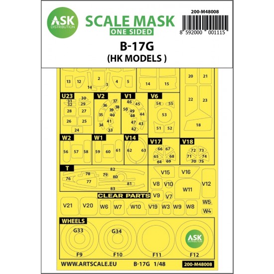 1/48 B-17G Flying Fortress outside Paint Masking for HK Models