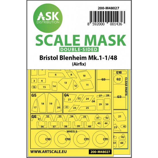 1/48 Bristol Blenheim Mk.I Double-sided Paint Masking for Airfix