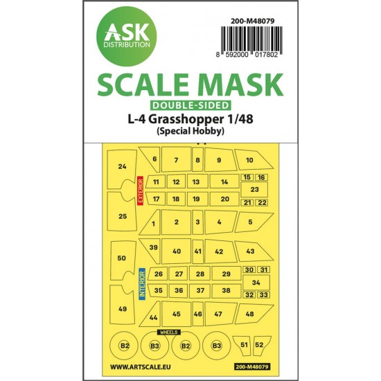 1/48 L-4 Grasshopper Double-sided self-adhesive Masking for Special Hobby kits