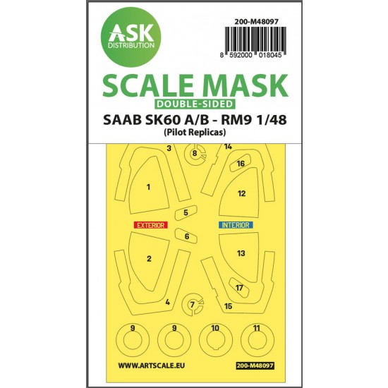 1/48 SAAB SK60 Double-sided Masking self-adhesive, pre-cutted for Pilot-Replicas kits