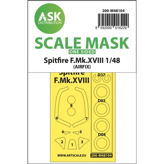 1/48 Supermarine Spitfire Mk.XVIII One-sided Masking for Airfix kits