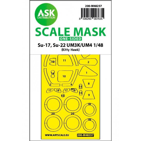 1/48 Su-17, Su-22 UM3K/UM4 One-sided Express Fit Mask for Kitty Hawk kits