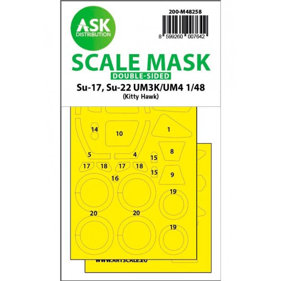 1/48 Su-17, Su-22 UM3K/UM4 Double-sided Express Fit Mask for Kitty Hawk kits