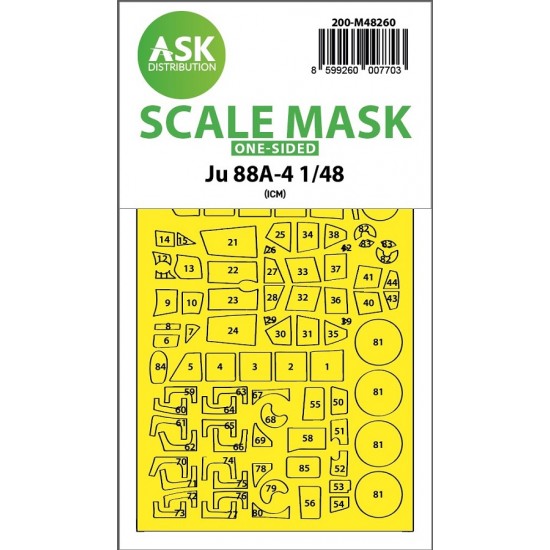 1/48 Junkers Ju 88A-4 One-sided Mask for ICM kits