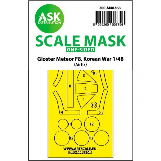 1/48 Korean War Gloster Meteor F.8 One-sided Mask for Airfix kits