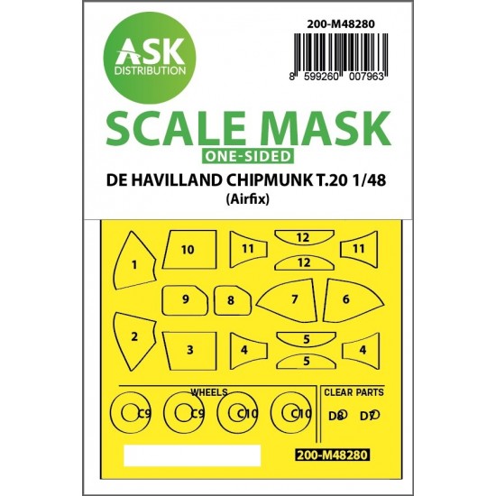 1/48 De Havilland Chipmunk T.20 One-sided Express Fit Mask for Airfix kit