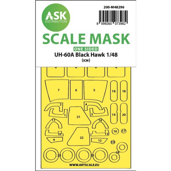 1/48 UH-60A Black Hawk One-sided Express-fit Mask for ICM