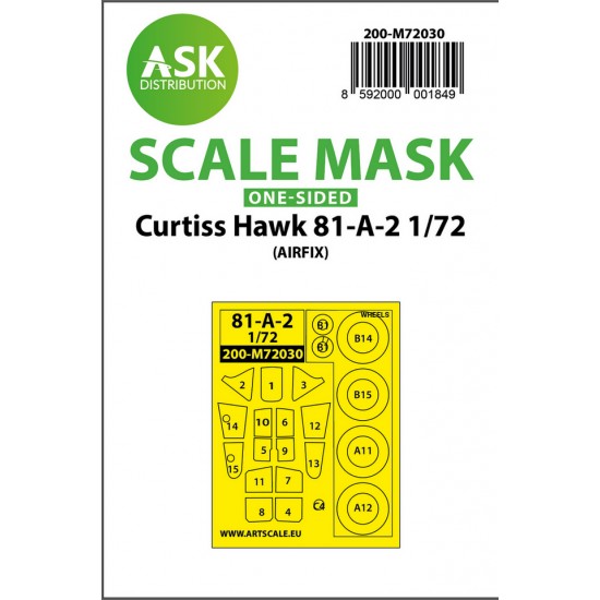 1/72 Curtiss Hawk 81-A-2 One-sided Paint Masking for Airfix