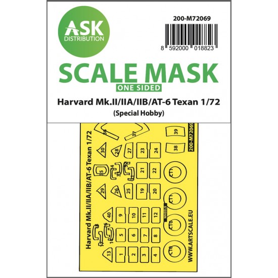 1/72 Harvard Mk.II/IIA/IIB/AT-6 Texan One-sided fit Masking for Special Hobby kits