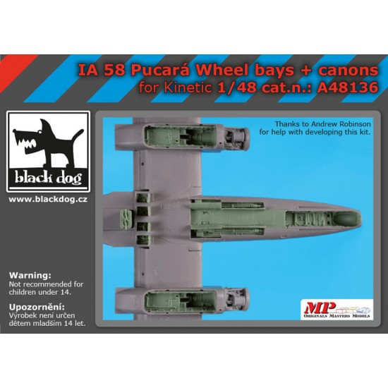 1/48 FMA IA 58 Pucara Wheel Bays & Canon for Kinetic kits