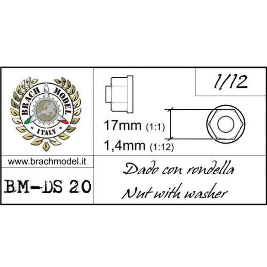 1/12 Nuts with Washers (Resin, 30pcs; Diameter: 1.4mm, Length: 17mm)