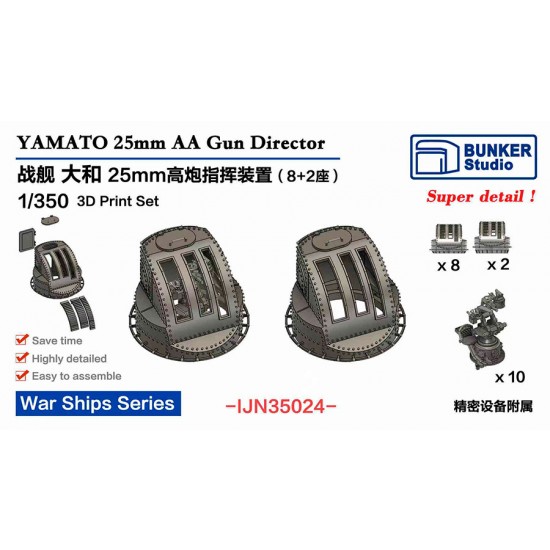 1/350 YAMATO 25mm AA Gun Director (8+2) for Tamiya 78025