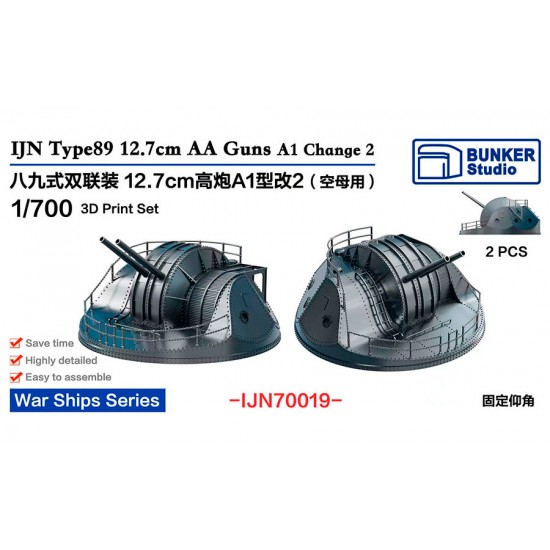 1/700 YAMATO Type89 127mm Twin AA Gun Anti-Smoke Shield for Aircraft Carrier (2pcs)