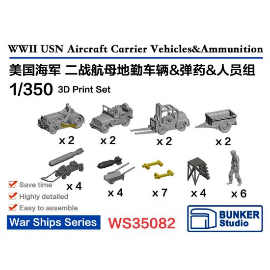 1/350 WWII USN Aircraft Carrier Vehicles and Ammunition