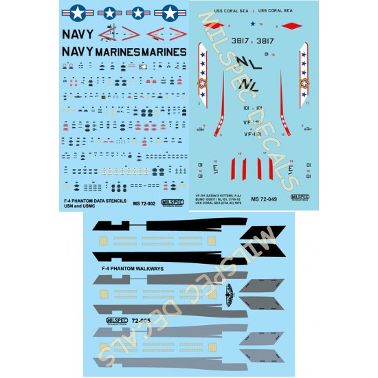 Decals for 1/72 McDonnell Douglas F-4J Phantom II VF-191 Satan's Kittens 1976