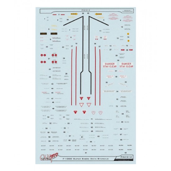 Decals for 1/32 USAF F-100D Super Sabre Data Stencils