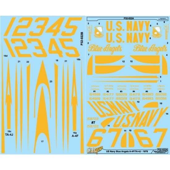 Decals for 1/32 US Navy Blue Angels A-4F Ta-4J Skyhawk 1978