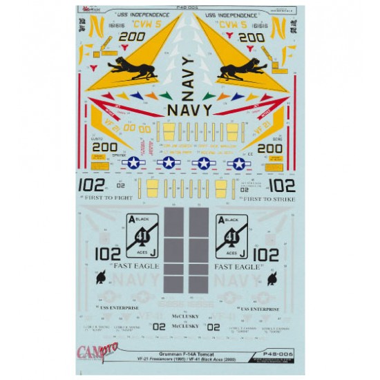 Decals for 1/48 Grumman F-14A Tomcat VF-21 & VF-41