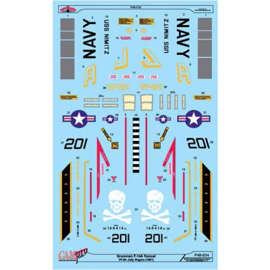 Decals for 1/48 Grumman F-14 Tomcat VF-84 Jolly Rogers