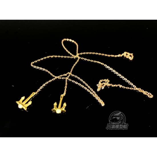 1/350 Metal Anchor (H: 12mm) & Chain (L: 20cm) for Battleship Aircraft Carrier Model (2pcs)