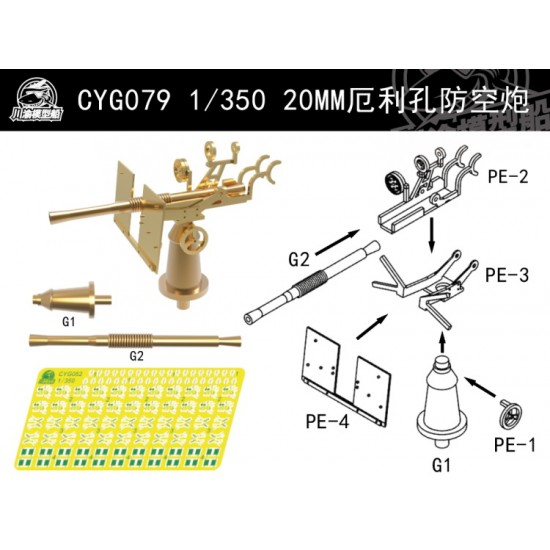 1/350 Oerlikon 20mm Cannon (19pcs)