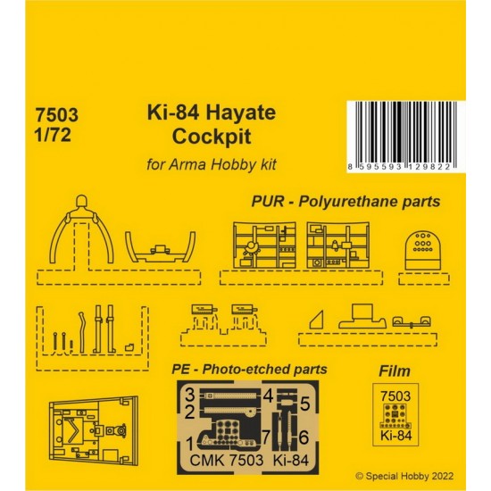 1/72 Ki-84 Hayate Cockpit Detail Set for Arma Hobby kits