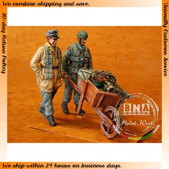 1/35 German Fallschirmjager + Wheel + Barrow