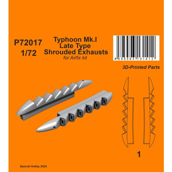 1/72 Typhoon Mk.I Late Type Shrouded Exhausts for Airfix kit
