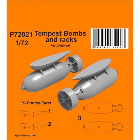 1/72 Tempest Bombs (1000 Lb) and Racks for Airfix kit