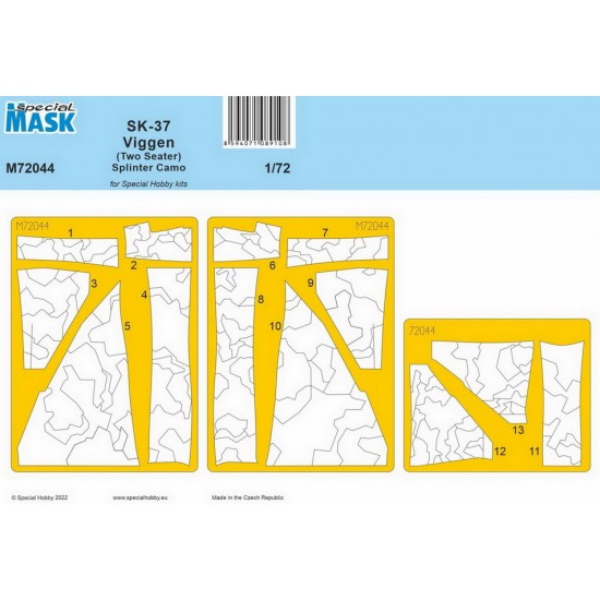 1/72 SK-37 Viggen (2-seater) Splinter Camo Masking for Special Hobby kits