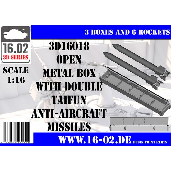 1/16 Open Metal Box with Double Taifun Anti-Aircraft Missiles (3 boxes and 6 rockets)