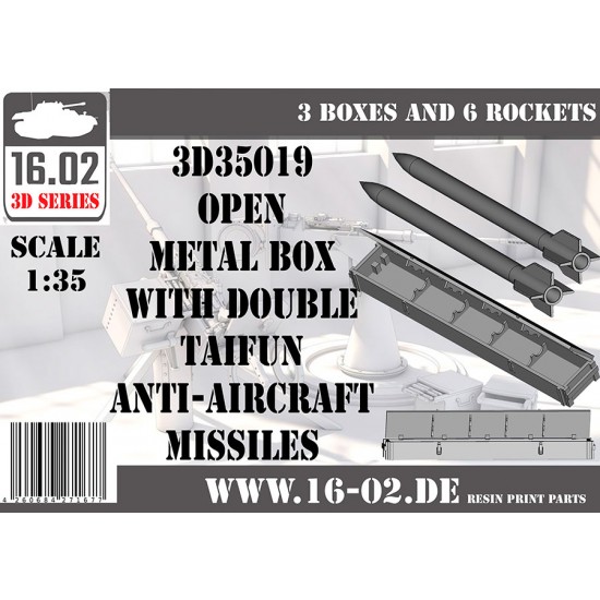 1/35 Open Metal Box with Double Taifun Anti-Aircraft Missiles (3 boxes and 6 rockets)