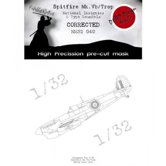 1/32 Supermarine Spitfire Mk.V National Insignias A Type Masking for HobbyBoss kits