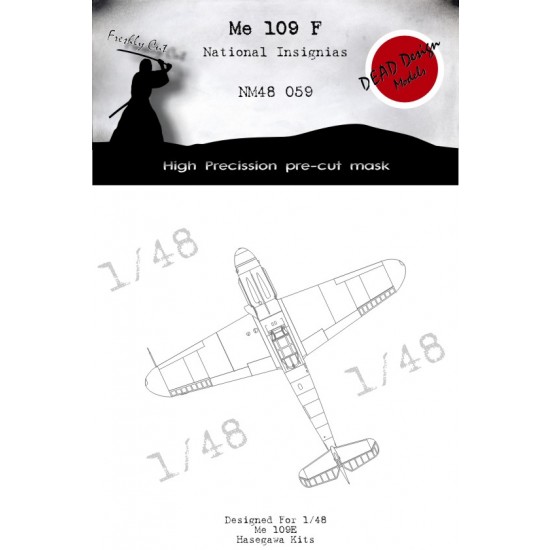 1/48 Messerschmitt Bf 109 F National Insignias Masking for Hasegawa kits