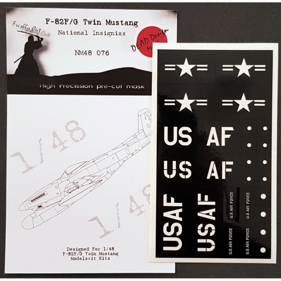 1/48 F-82G Twin Mustang National Insignias Masking for Modelsvit kits