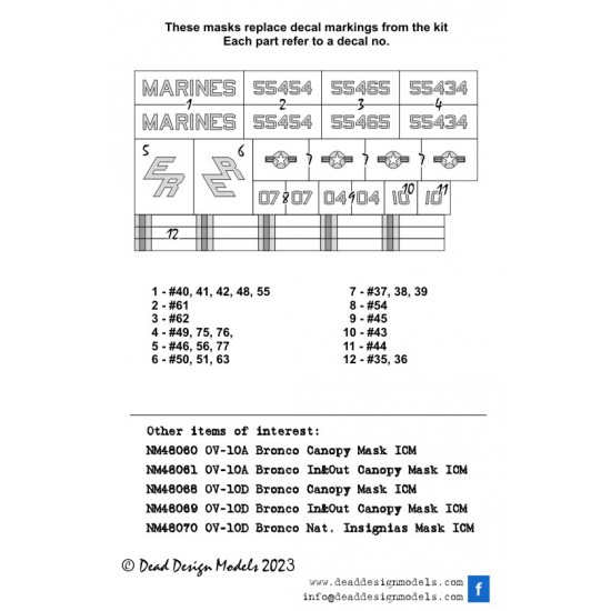 1/48 OV-10A Bronco Marines National Insignias Paint Mask for ICM kits