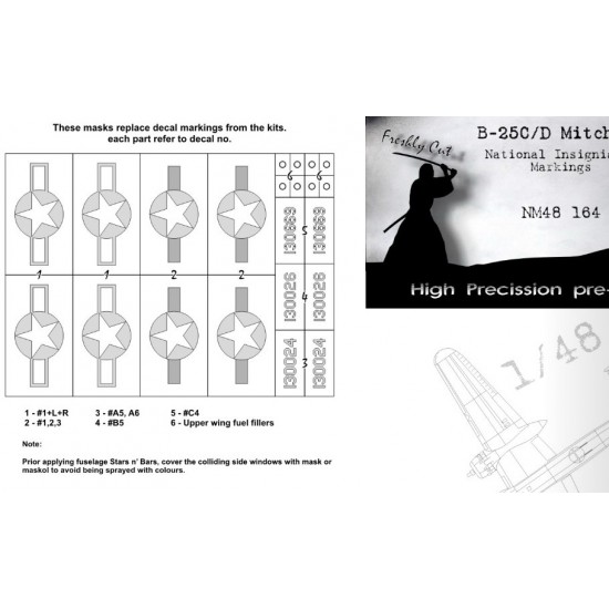 1/48 B-25C/D Mitchell National Insignias Masking for Accurate Miniatures/Academy