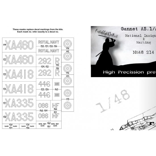 1/48 Fairey Gannet AS.1/AS.4 National Insignias Mask for Airfix kits