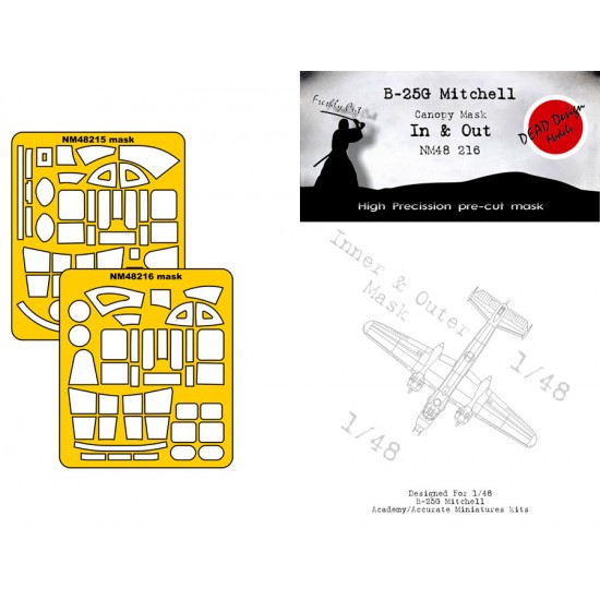 1/48 B-25G Mitchell Inner and Outer Canopy Mask for Accurate Miniatures/Academy kits