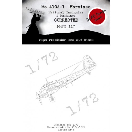 1/72 Messerschmitt Me 410A-1 Hornisse National Insignias Masking for Airfix kits