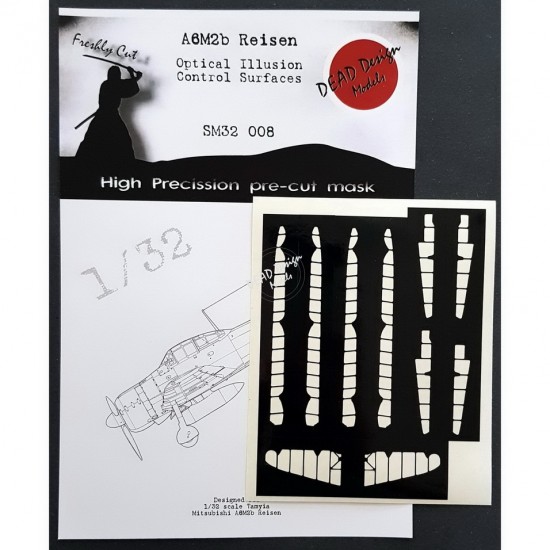 1/32 Mitsubishi A6M2b Reisen Control Surfaces Masking for Tamiya kits