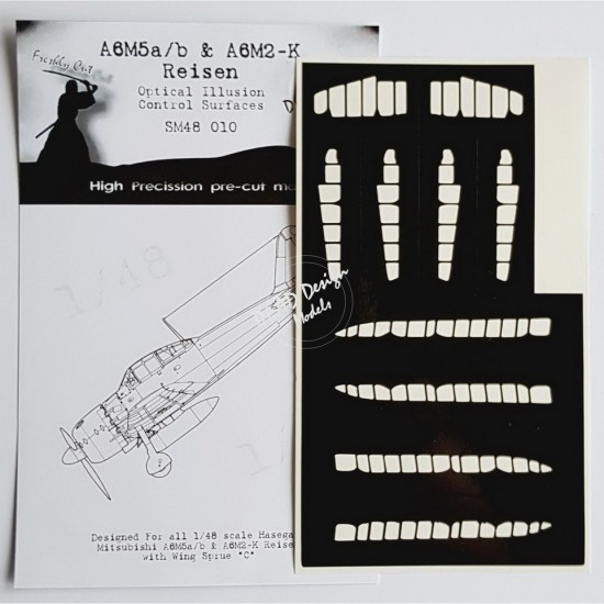 1/48 Mitsubishi A6M5/7/8/2-K Control Surfaces Masking for Hasegawa kits