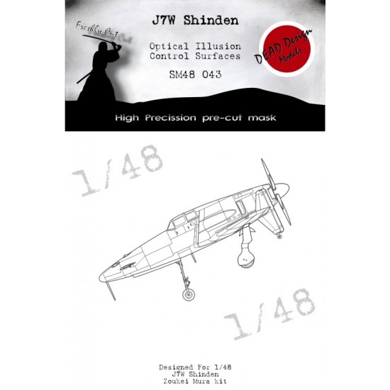 1/48 Kyushu J7W Shinden Control Surfaces Optical Illusion Masking for Zoukei-Mura kits