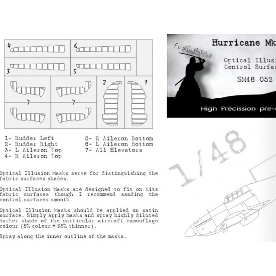 1/48 Hawker Hurricane Mk.II c Control Surfaces Masking for Arma Hobby kits