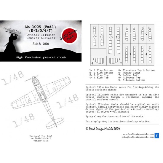 1/48 Messerschmitt Bf 109 E Masking for Wingsy kits