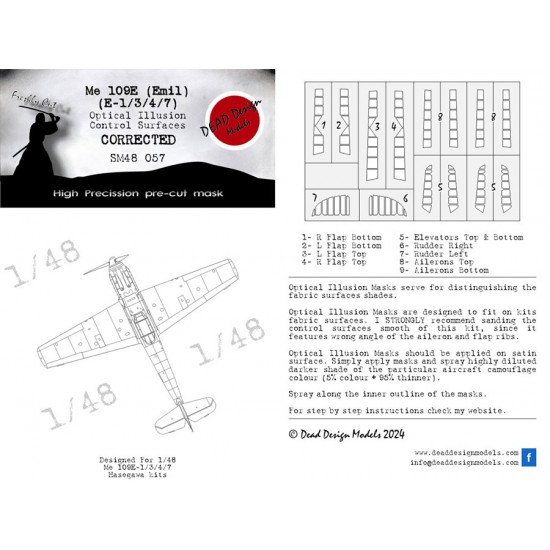 1/48 Messerschmitt Bf 109 E Masking for Hasegawa kits