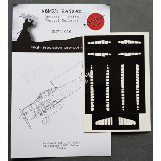 1/72 Mitsubishi A6M2b m.21 Reisen Control Surfaces Masking for Tamiya