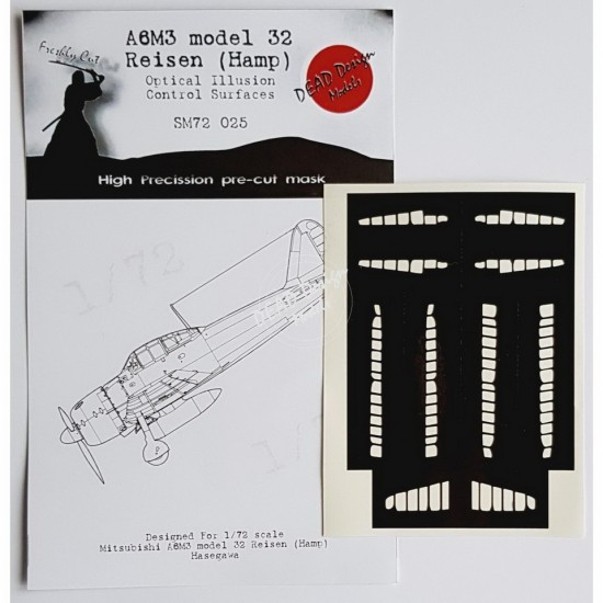 1/72 Mitsubishi A6M3 m.32 Reisen Control Surfaces Masking for Hasegawa