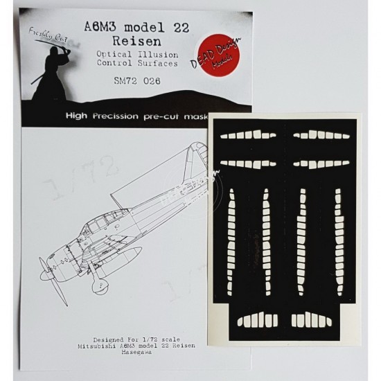 1/72 Mitsubishi A6M3 m.22 Reisen Control Surfaces Masking for Hasegawa