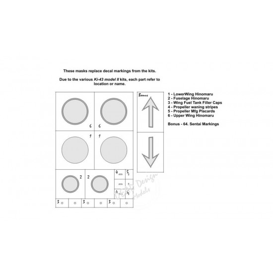 1/32 Nakajima Ki-43 II National Insignias w/White Outline Masking for Hasegawa